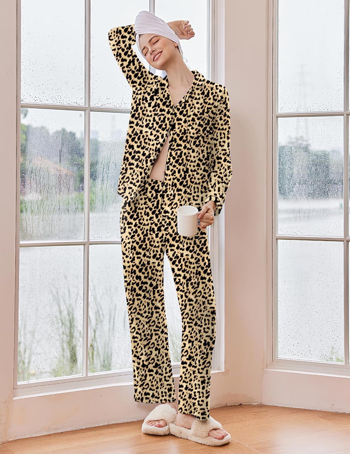 Women's Pajama Sets Long Sleeve Comfy Button Down Nightwear