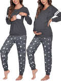 Maternity Pajama Set Nursing Pjs Top & Pant with Pockets