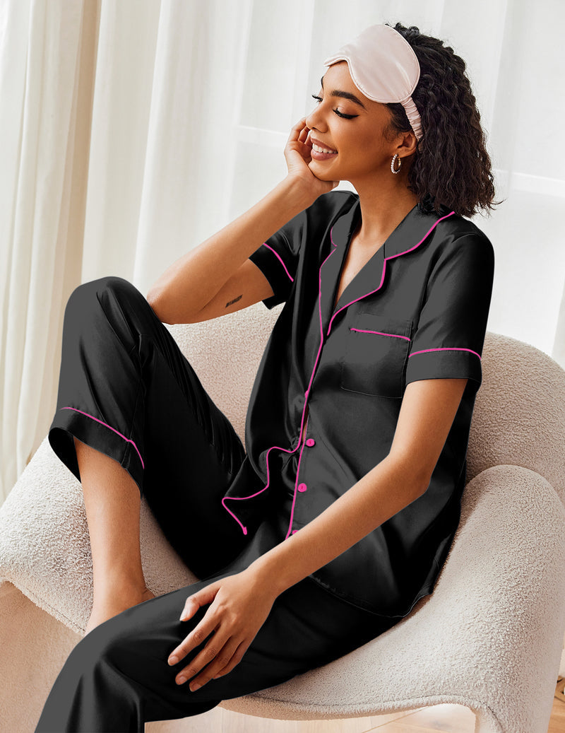 Short Sleeve Silk Satin Pajamas Set (US Only)