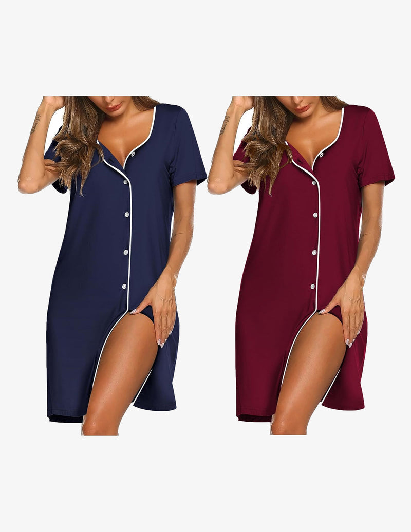 2 Pack Button Down Pajama Dress (US Only)