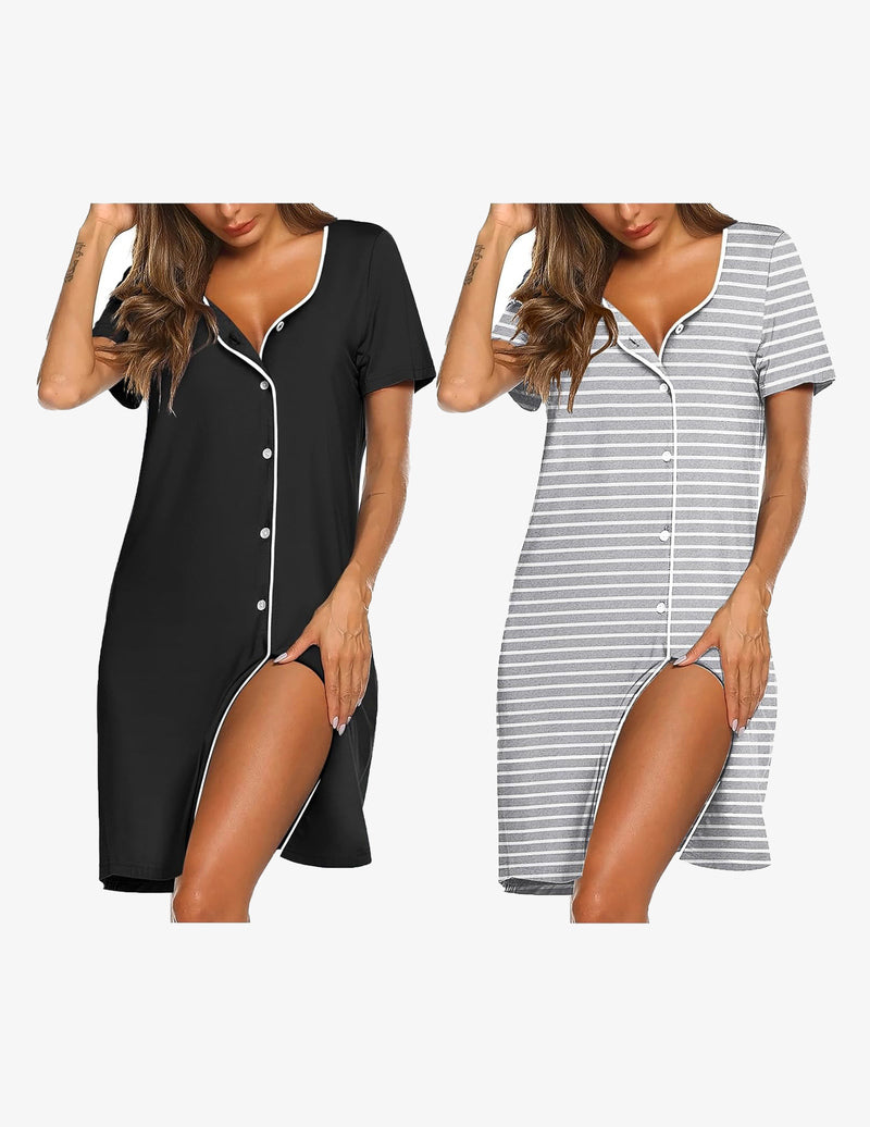 2 Pack Button Down Pajama Dress (US Only)