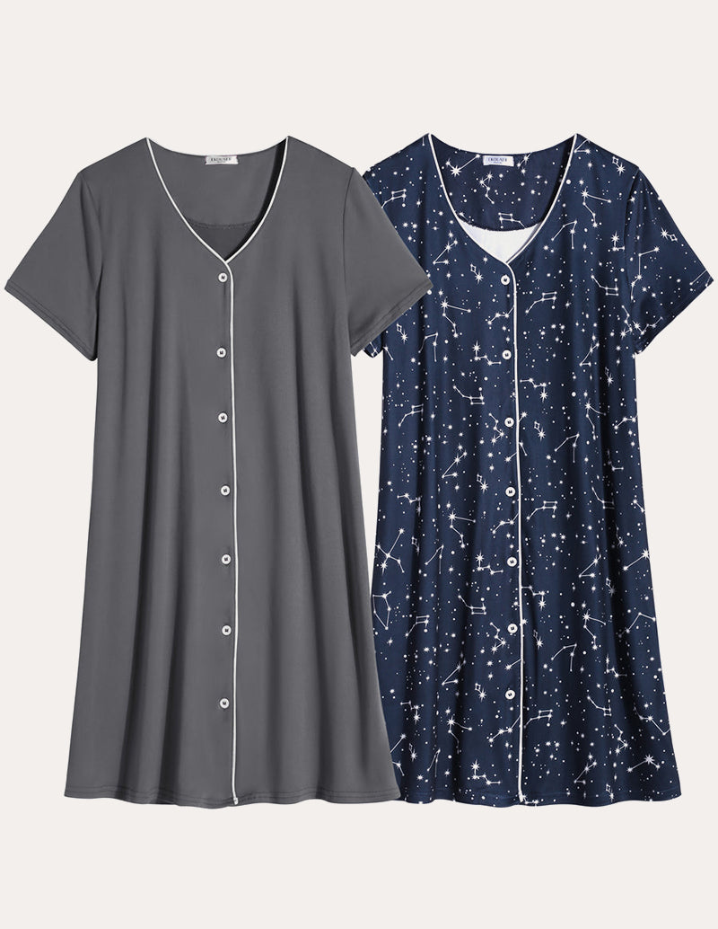 2 Pack Button Down Pajama Dress (US Only)