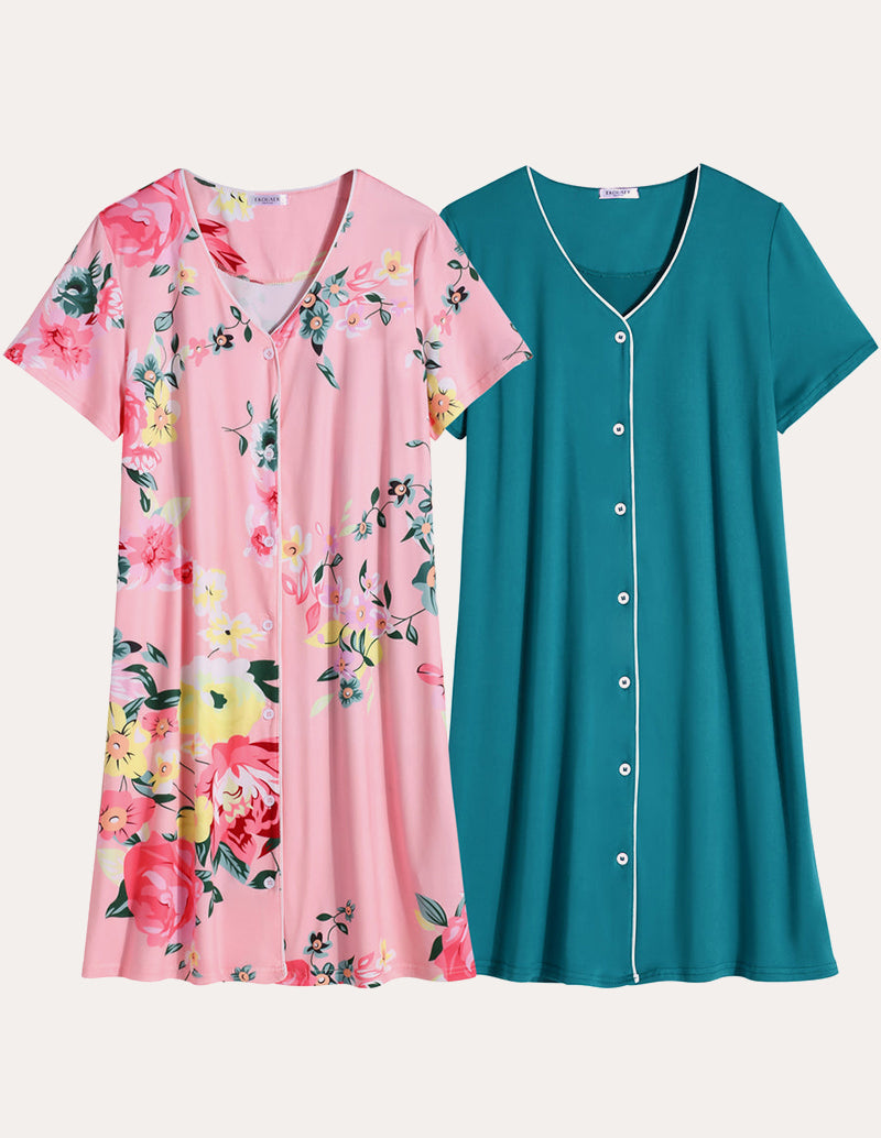 2 Pack Button Down Pajama Dress (US Only)