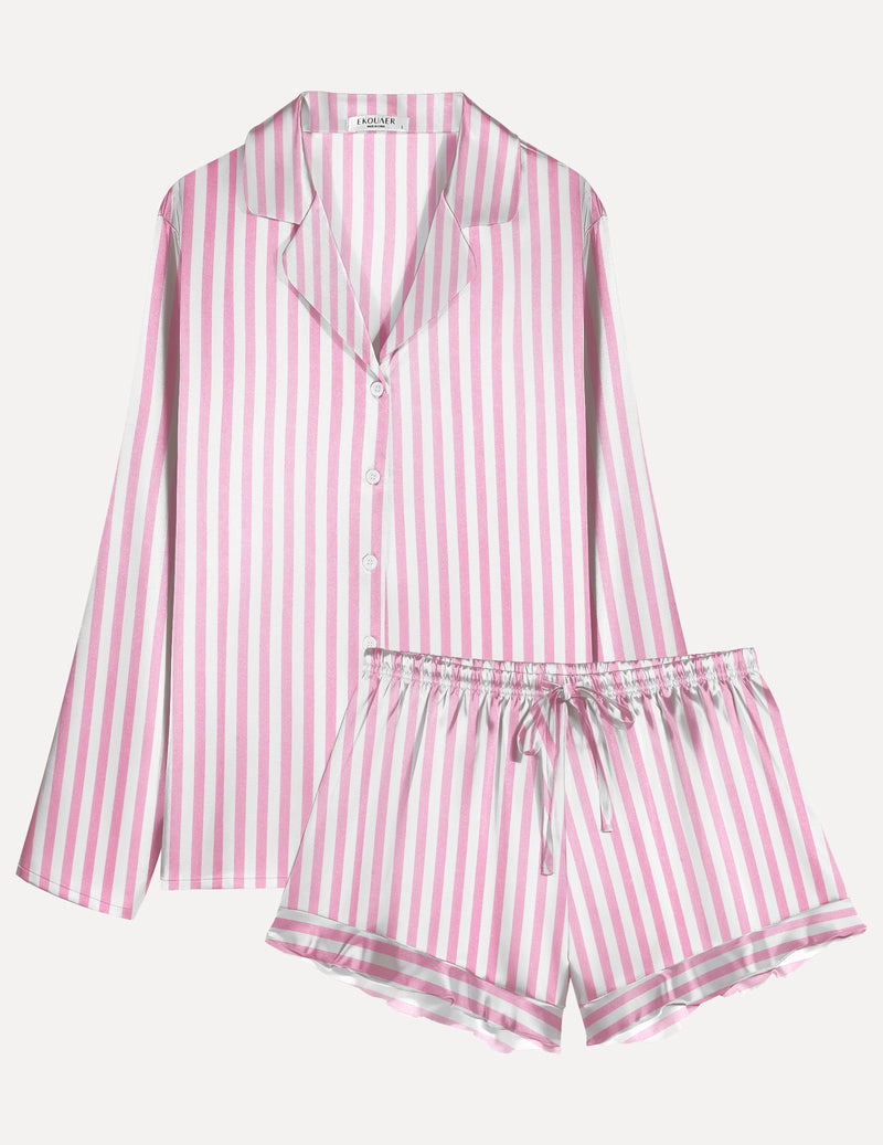 TEDDY Satin Ruffled Long Sleeve Pajama Set (US Only)