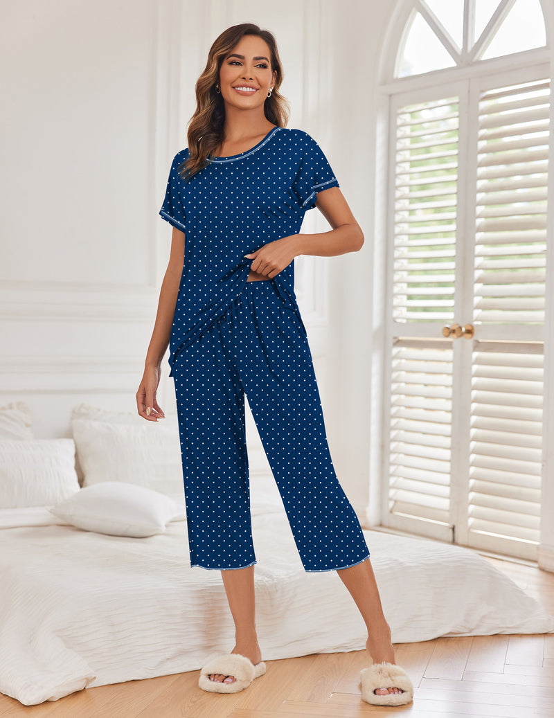 2 Pack: Tops and Capri Pants Pjs Print Pajama Sets