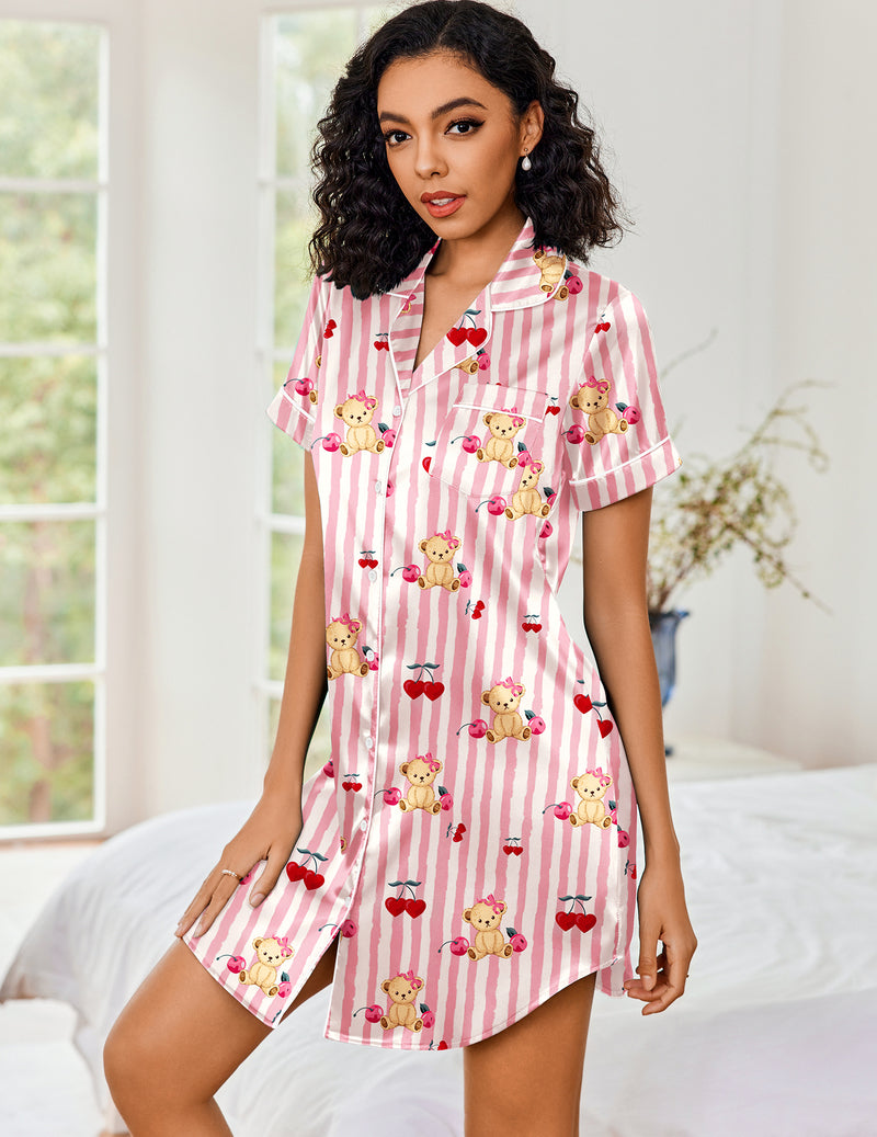 Teddy Classic Satin Notch Collar Nightshirt (US Only)