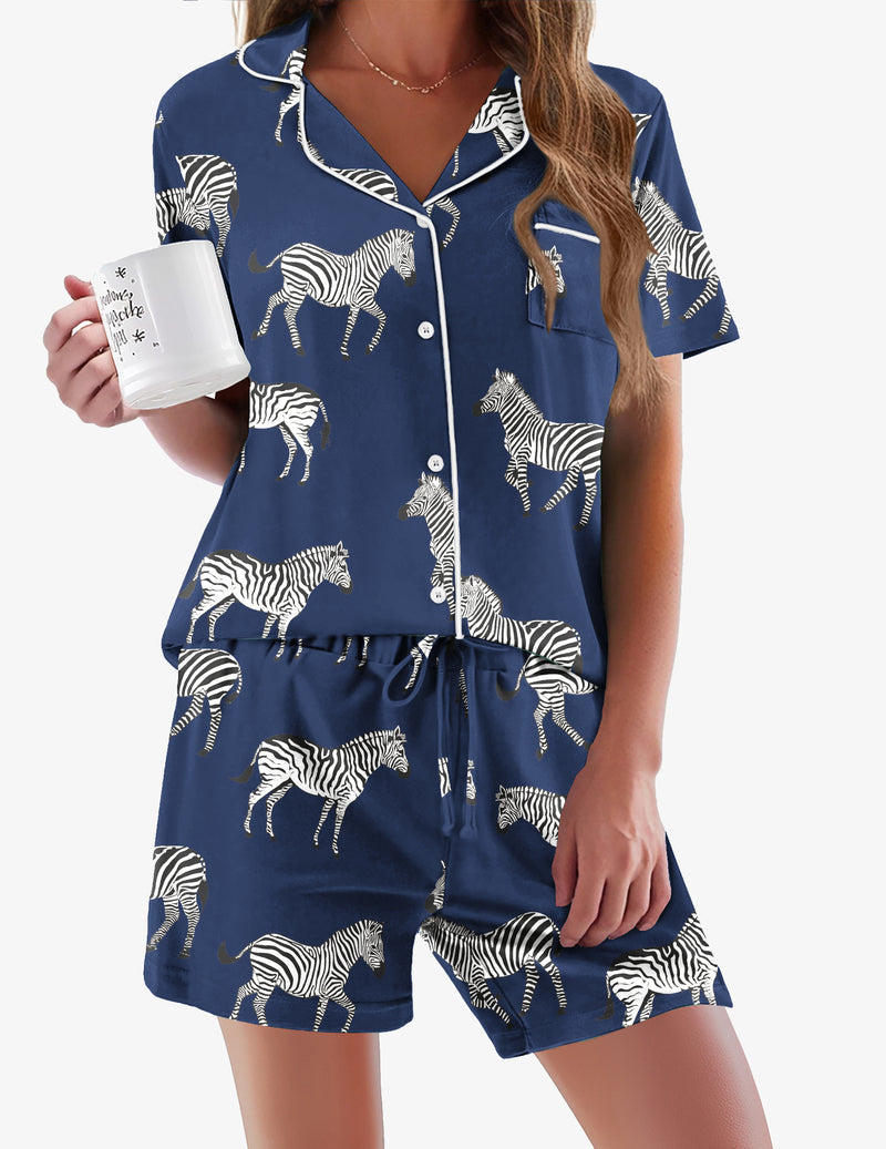 Contrast Piping Pocket Patched Pajama Set (US Only)