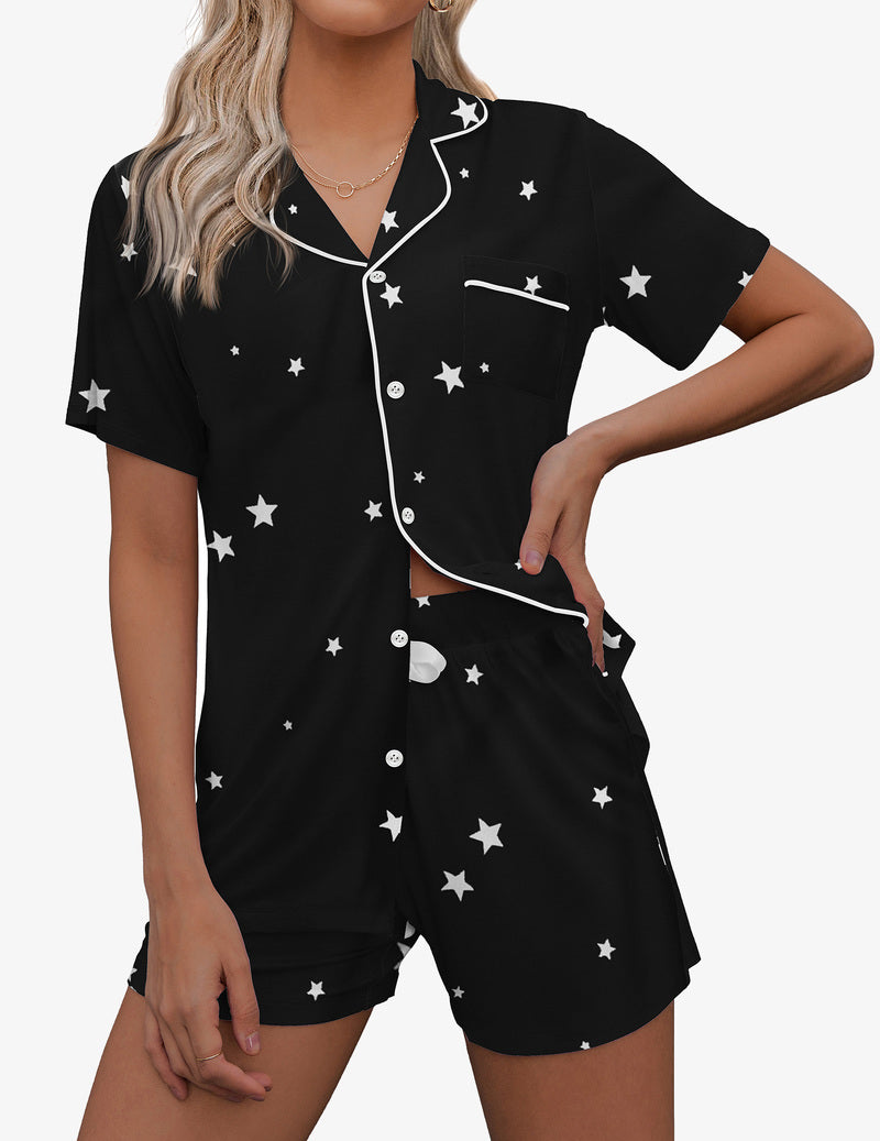 Contrast Piping Pocket Patched Pajama Set (US Only)