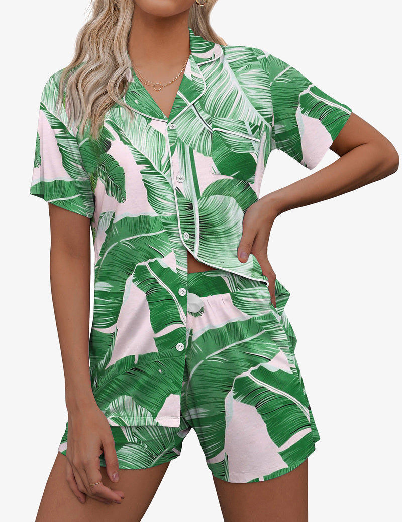 Contrast Piping Pocket Patched Pajama Set (US Only)
