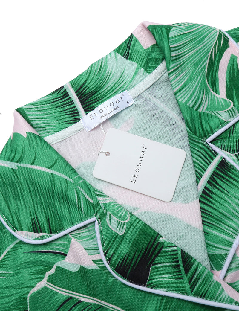 Contrast Piping Pocket Patched Pajama Set (US Only)