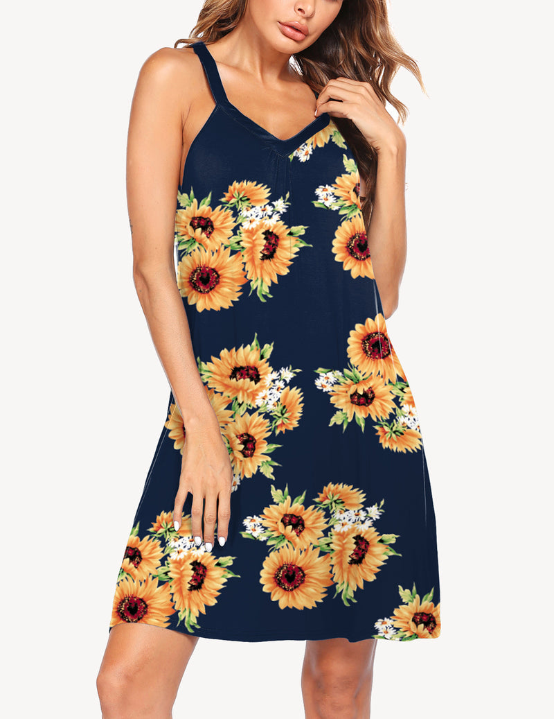 Sleeveless V Neck Racerback Sleep Dress