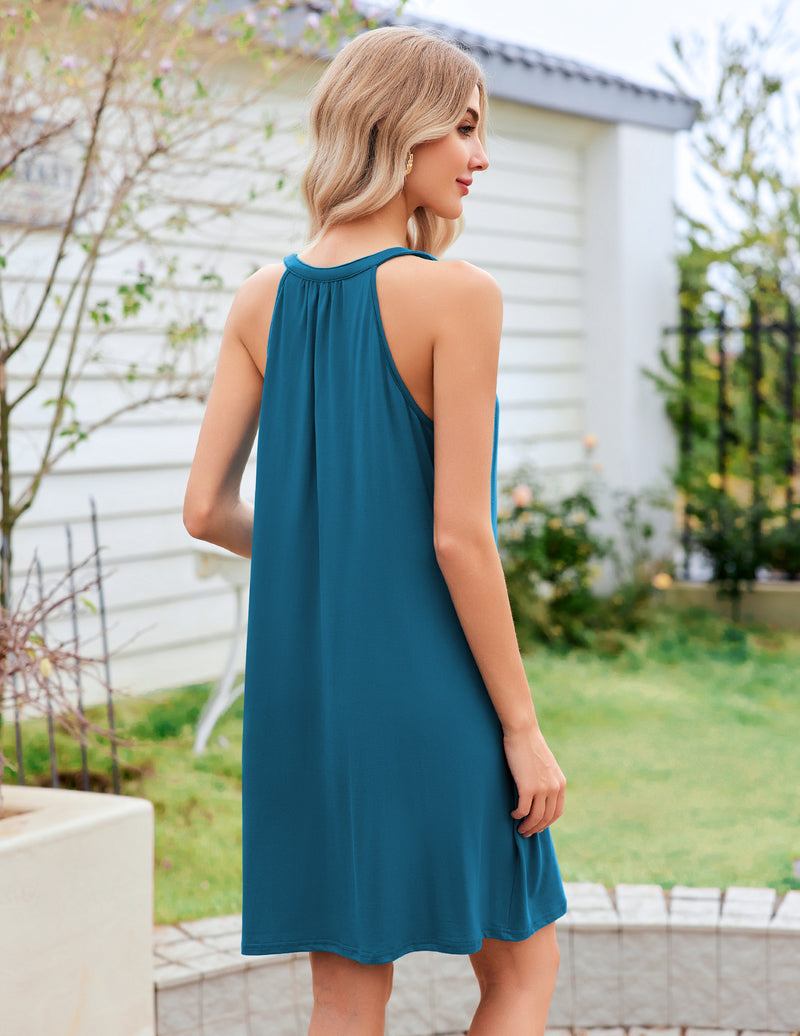 Sleeveless V Neck Racerback Sleep Dress