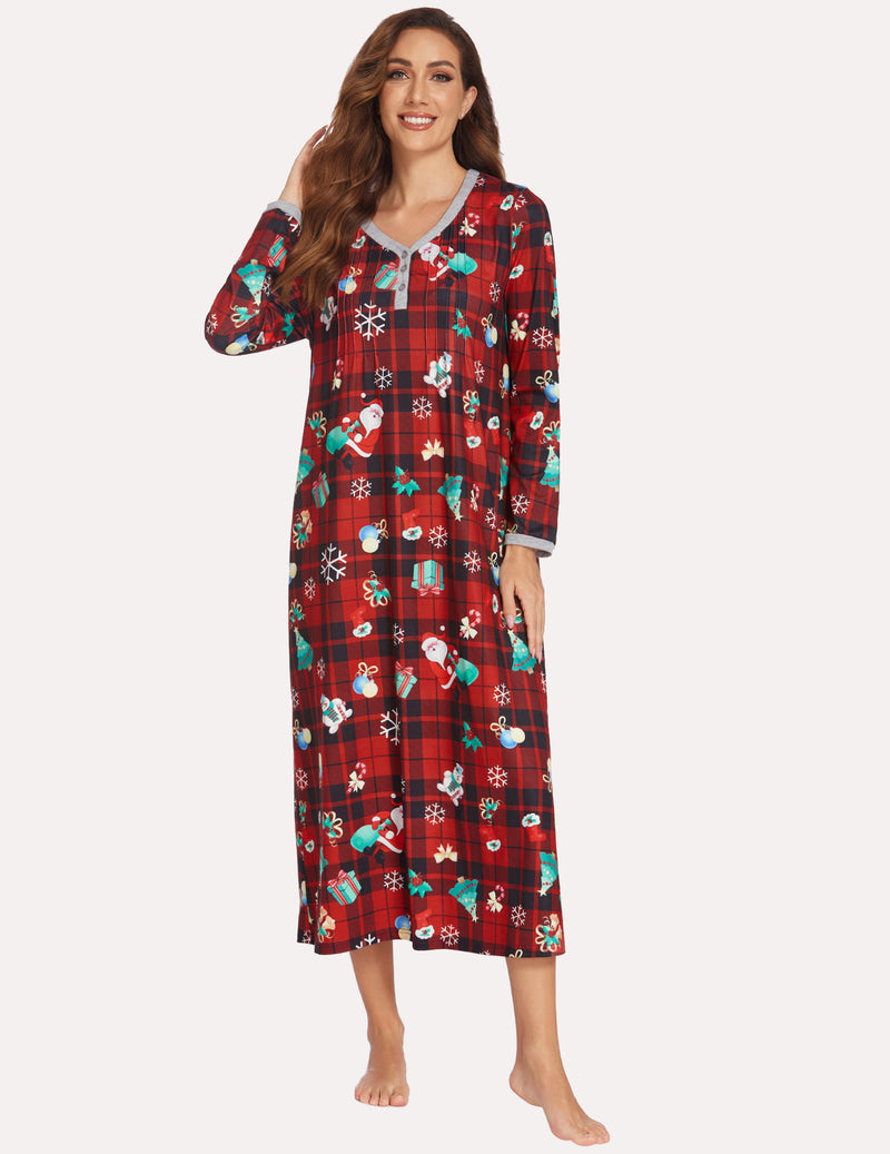 Long Sleeve Front Pleated Nightgown (US Only)