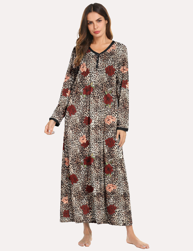 Long Sleeve Front Pleated Nightgown (US Only)