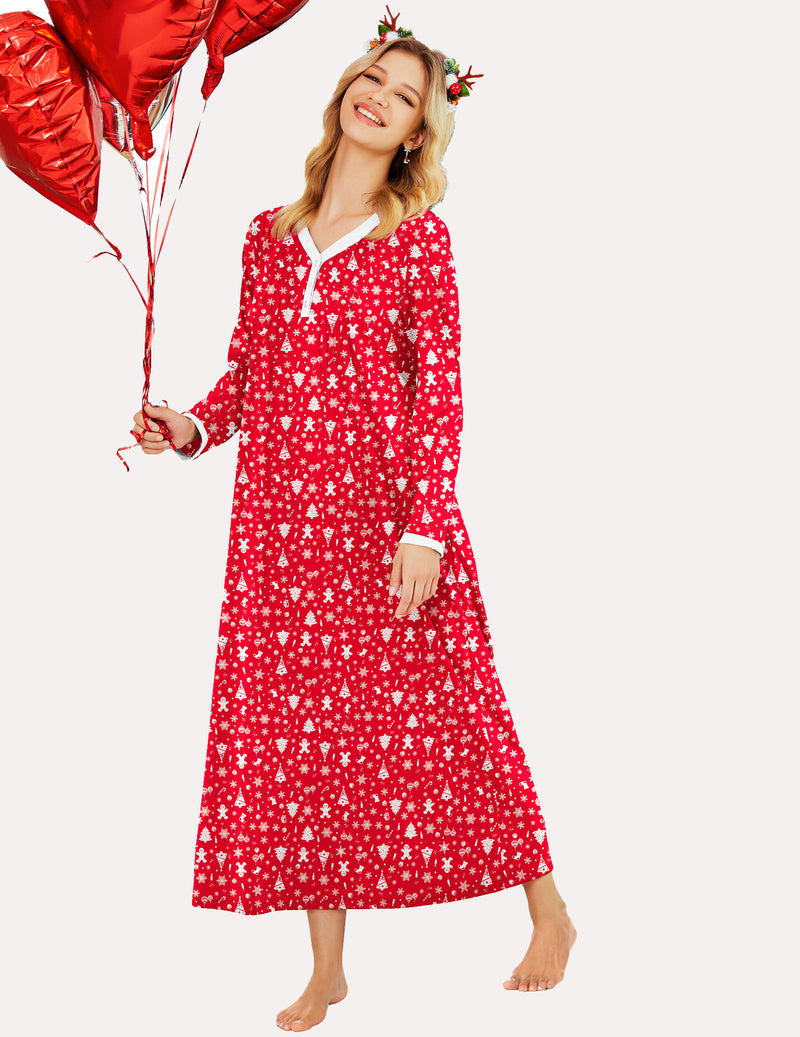 Long Sleeve Front Pleated Nightgown (US Only)