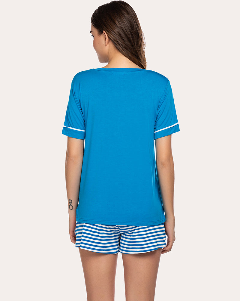 Striped Short Sleeve Pajama Set (US Only)