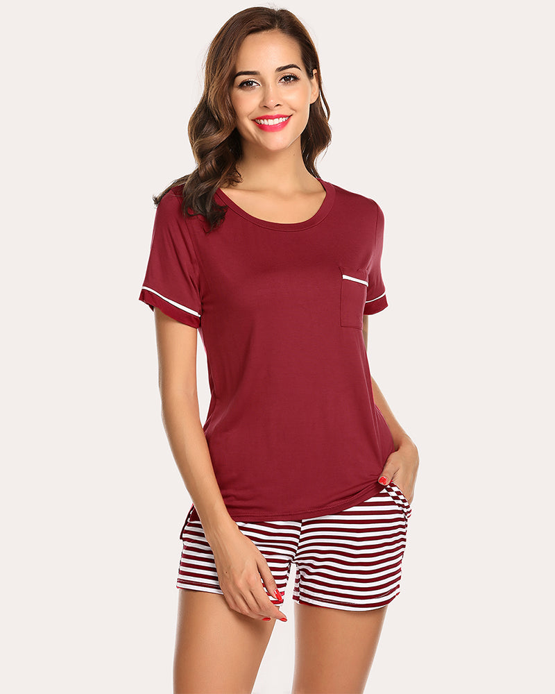 Striped Short Sleeve Pajama Set (US Only)