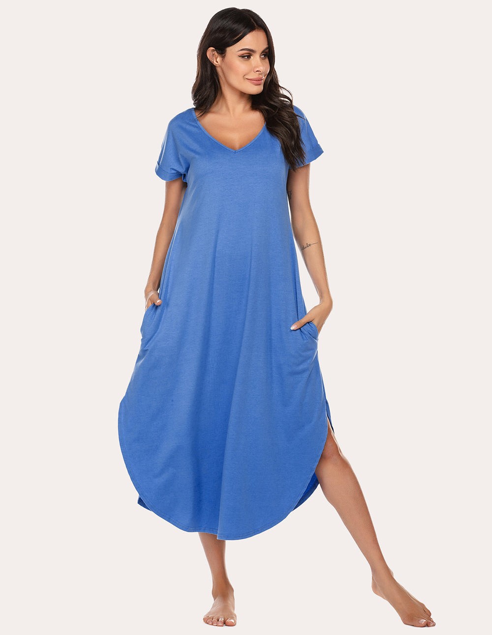 A-Line Split Hem Sleepwear Dress (US Only)