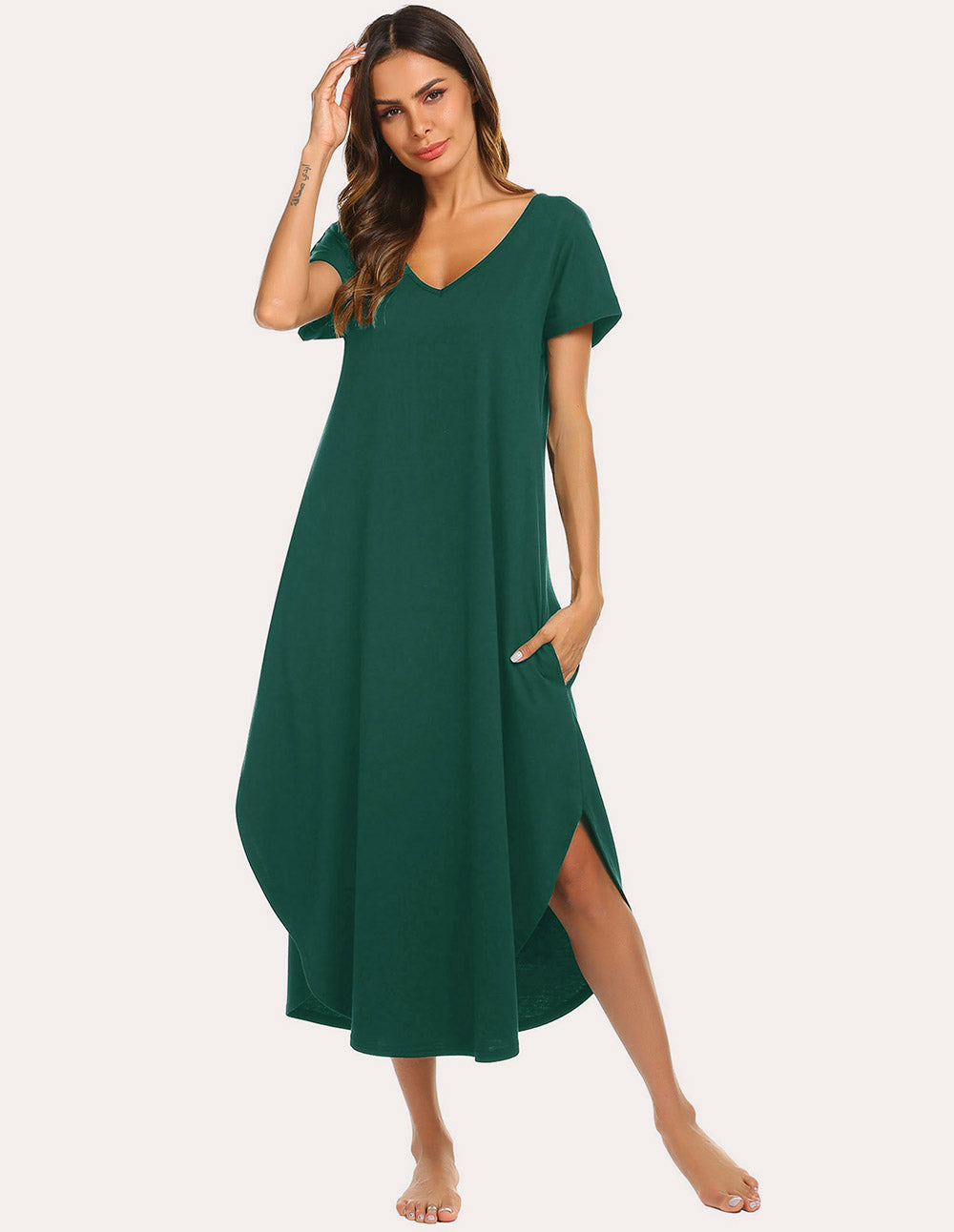 A-Line Split Hem Sleepwear Dress (US Only)