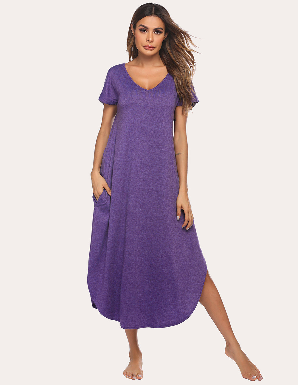 A-Line Split Hem Sleepwear Dress (US Only)