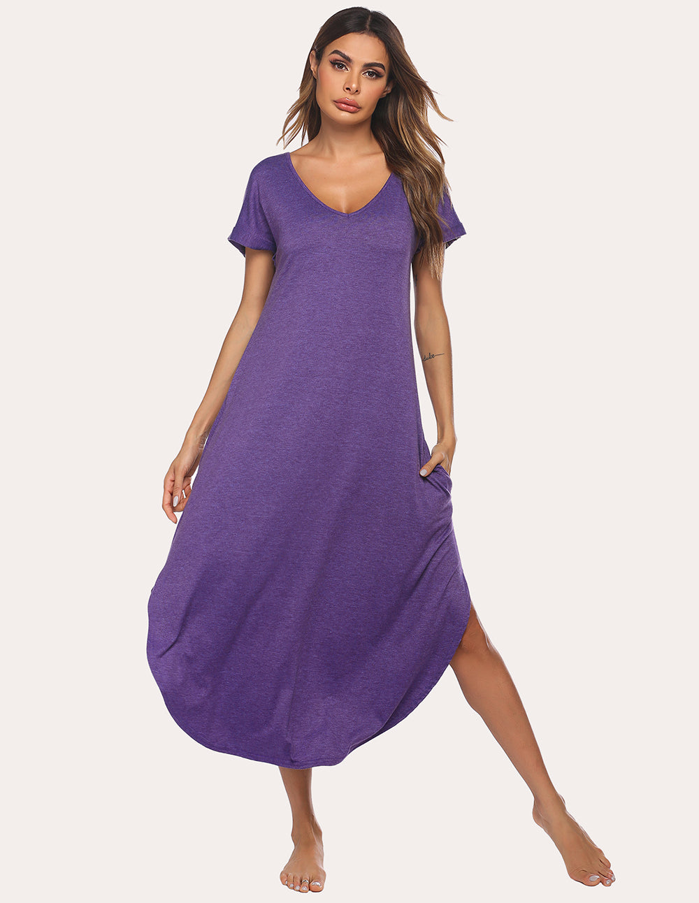 A-Line Split Hem Sleepwear Dress (US Only)