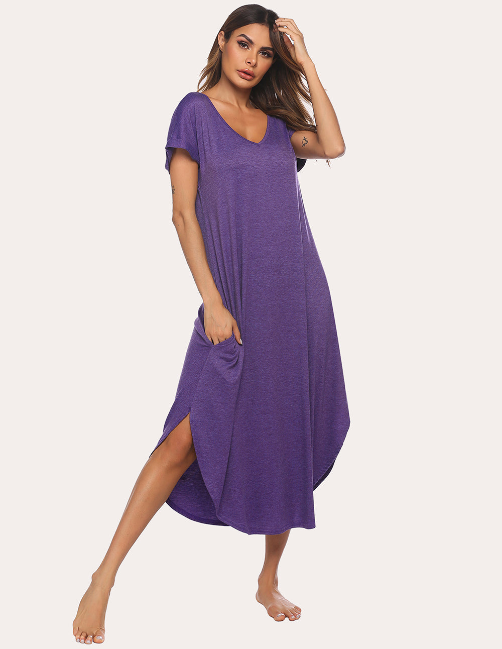 A-Line Split Hem Sleepwear Dress (US Only)