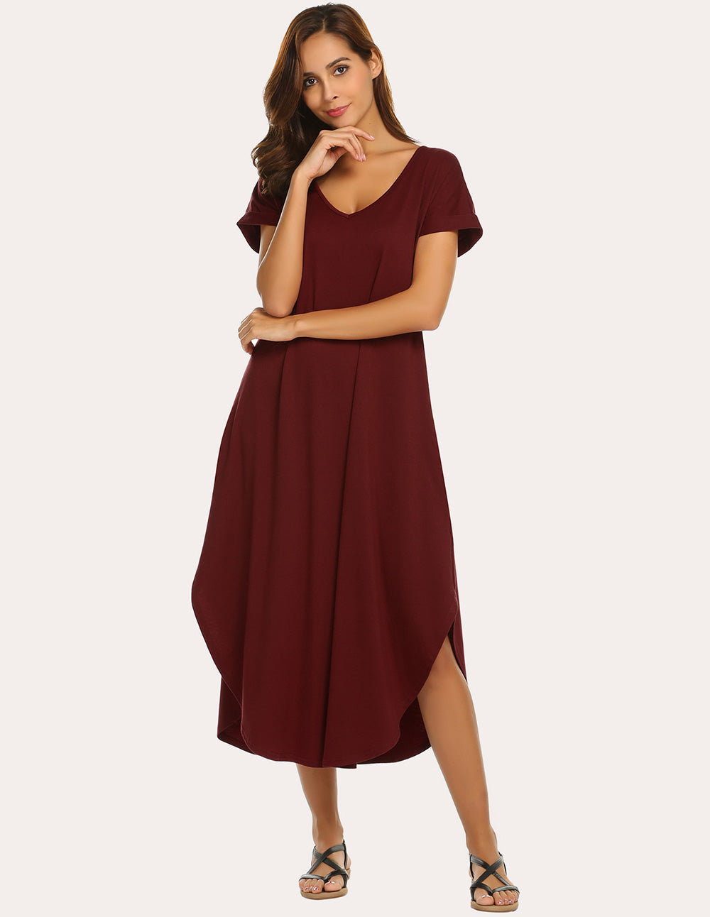 A-Line Split Hem Sleepwear Dress (US Only)