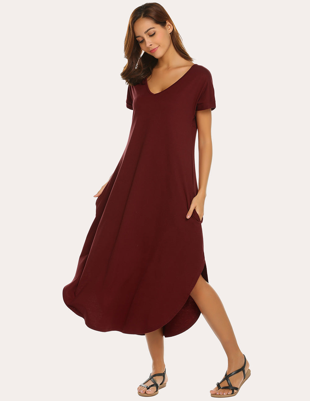 A-Line Split Hem Sleepwear Dress (US Only)