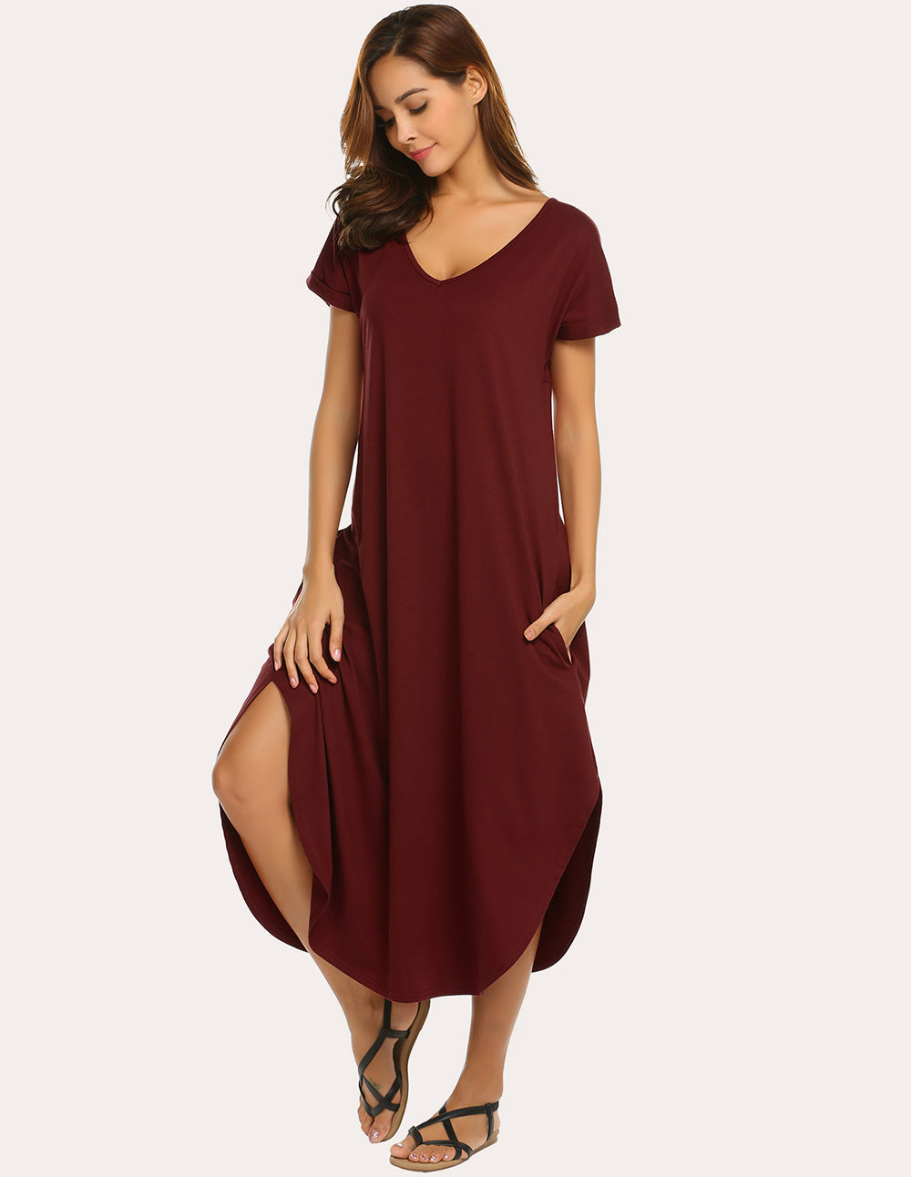 A-Line Split Hem Sleepwear Dress (US Only)