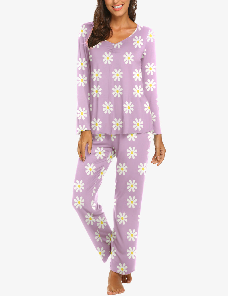 Ruched V-Neck Pajamas Set (US Only)