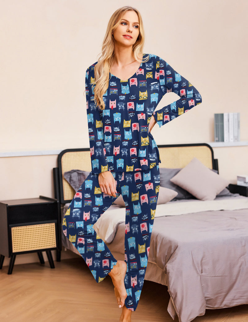 Ruched V-Neck Pajamas Set (US Only)