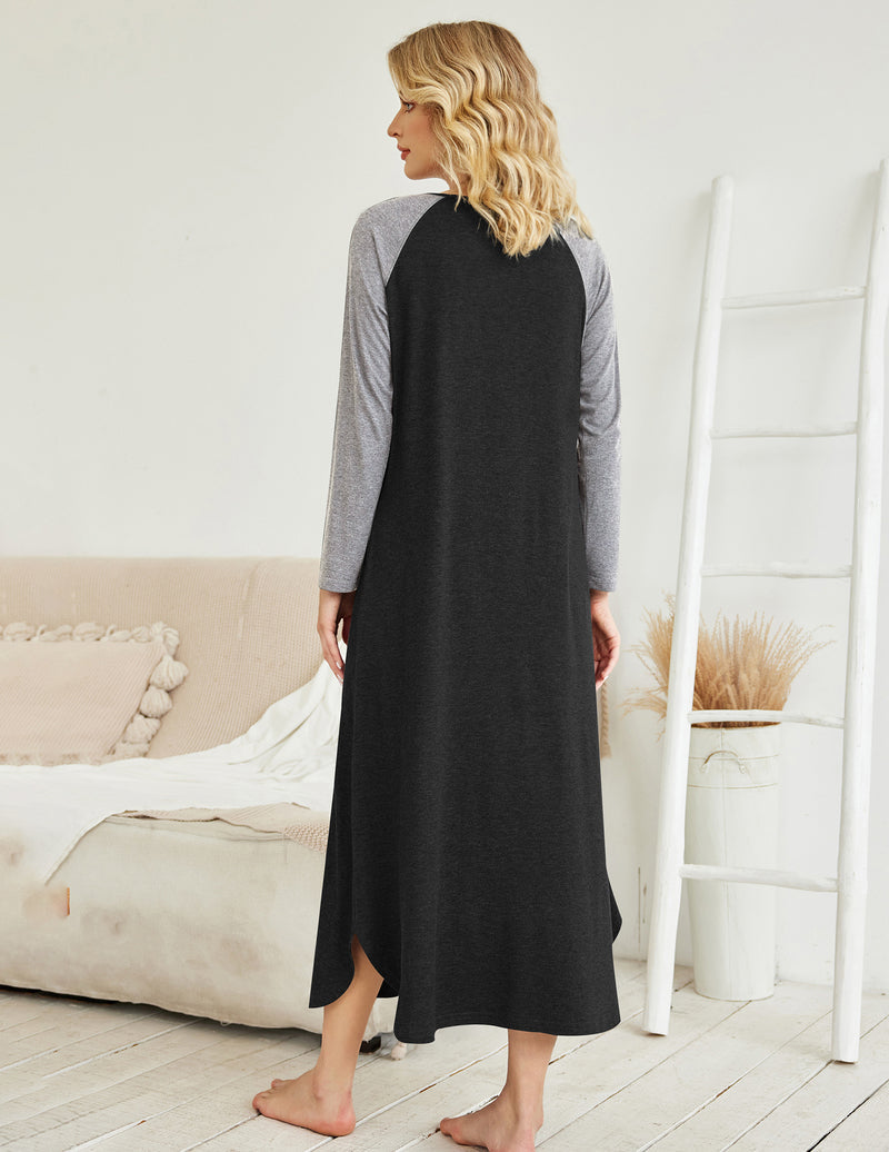 V Neck Nightshirt Full Length Sleepshirt