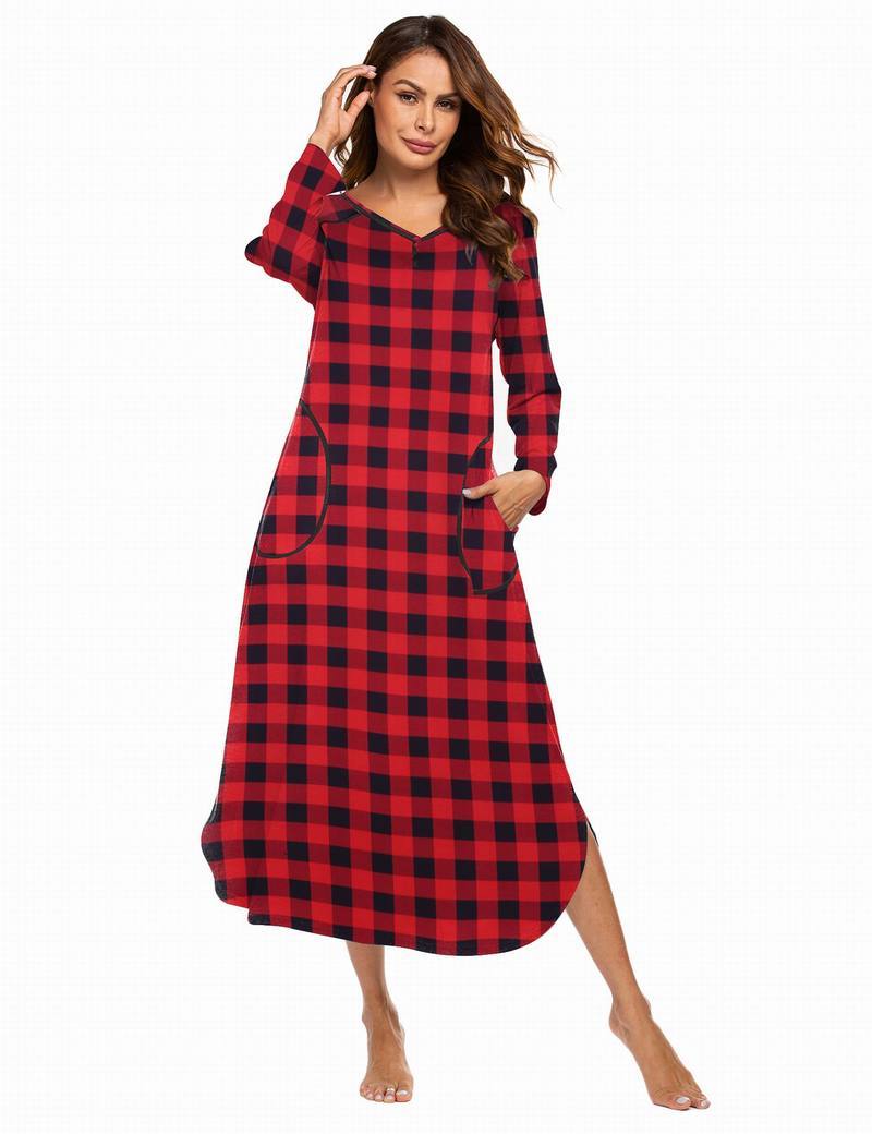 V Neck Nightshirt Full Length Sleepshirt