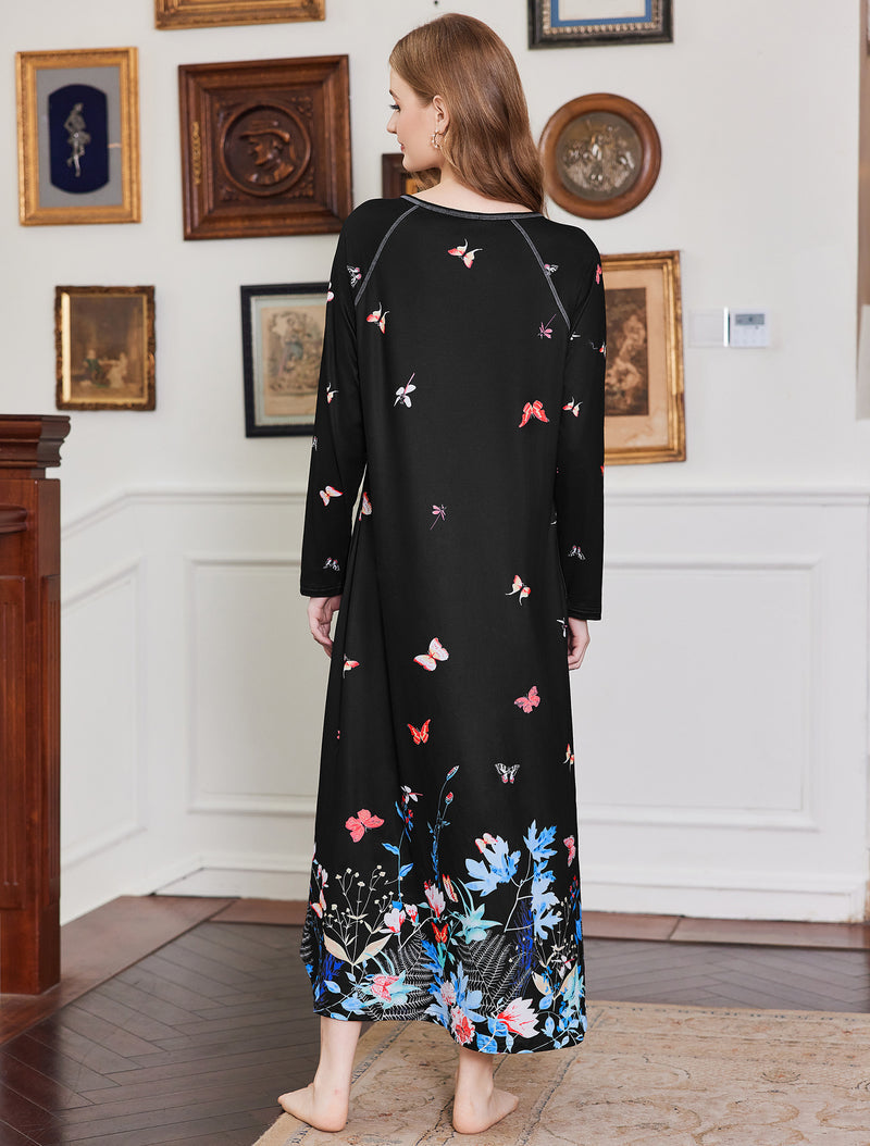 V Neck Nightshirt Full Length Sleepshirt