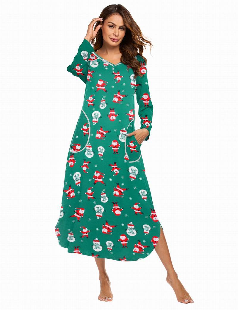 V Neck Nightshirt Full Length Sleepshirt