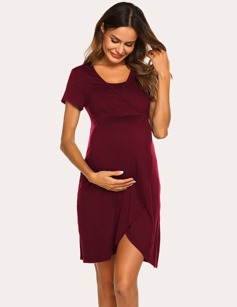 Nightgown Short Sleeve Nursing Dress (US Only)