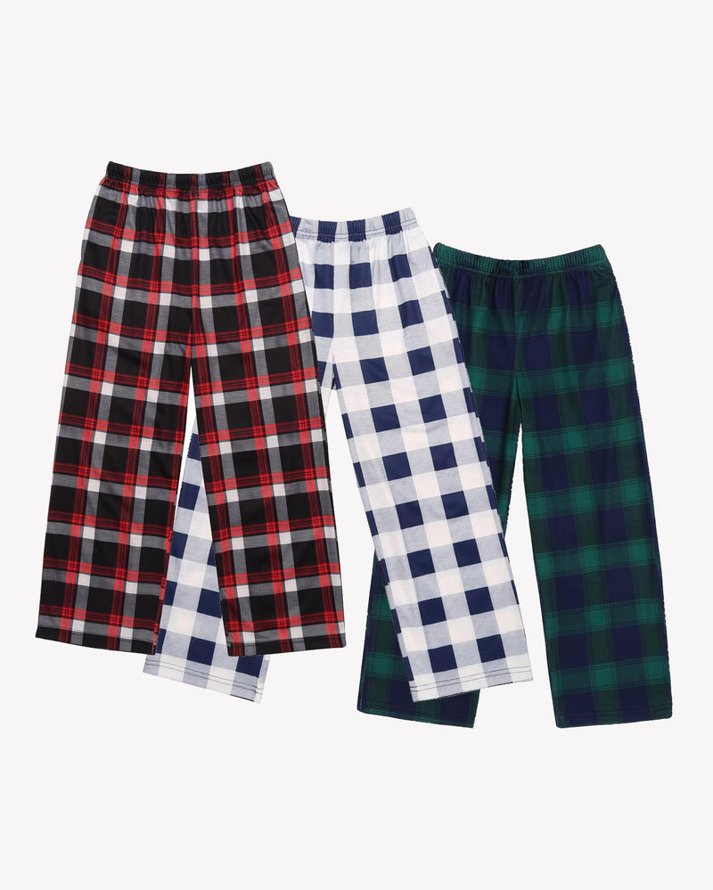 Boys 3 Pack Plaid Lounge Pants with 2 Pockets
