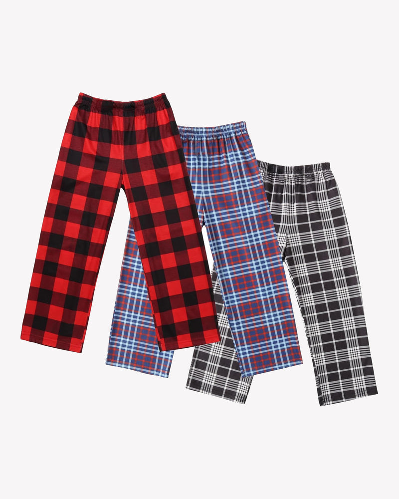 Boys 3 Pack Plaid Lounge Pants with 2 Pockets