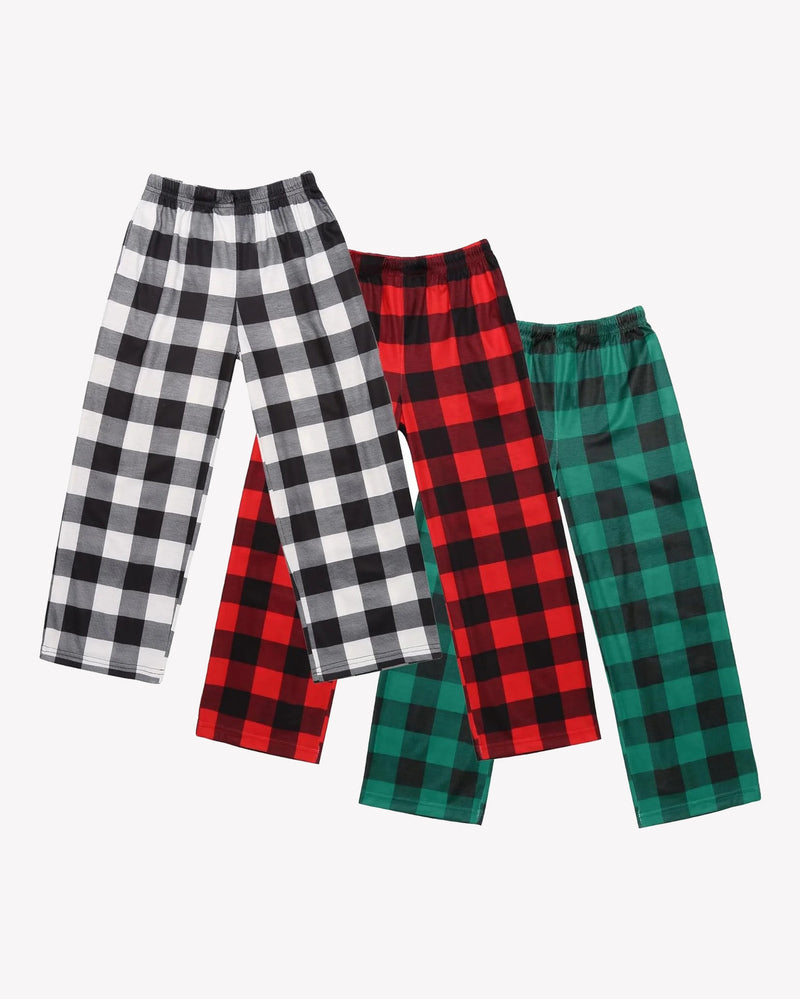 Boys 3 Pack Plaid Lounge Pants with 2 Pockets