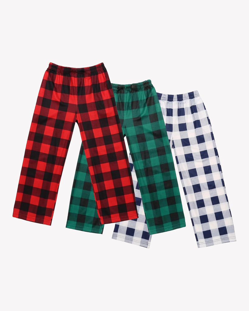 Boys 3 Pack Plaid Lounge Pants with 2 Pockets
