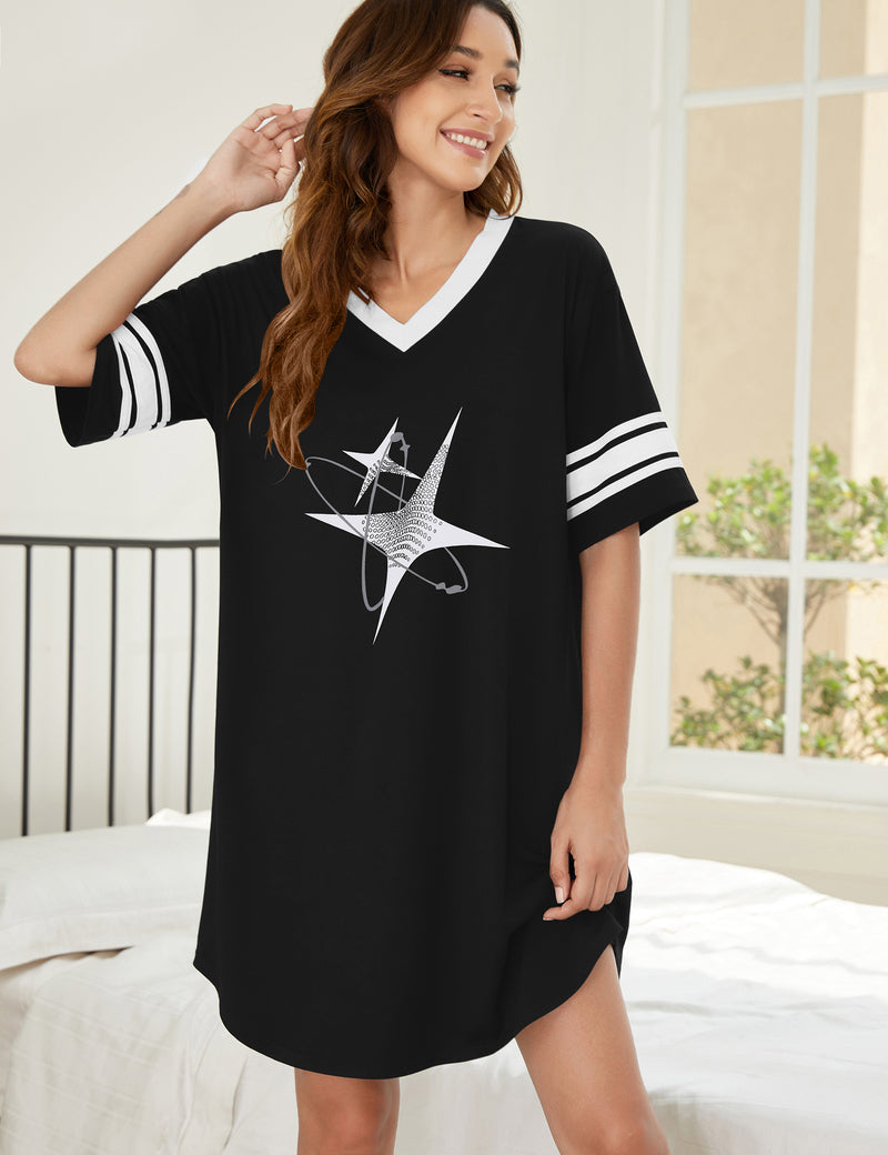Stylish Contrast Color Cool Sleep Dress (US Only)