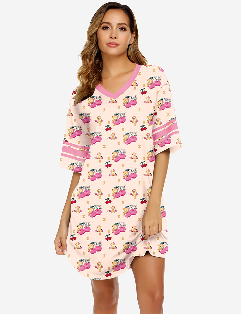 Stylish Contrast Color Cool Sleep Dress (US Only)