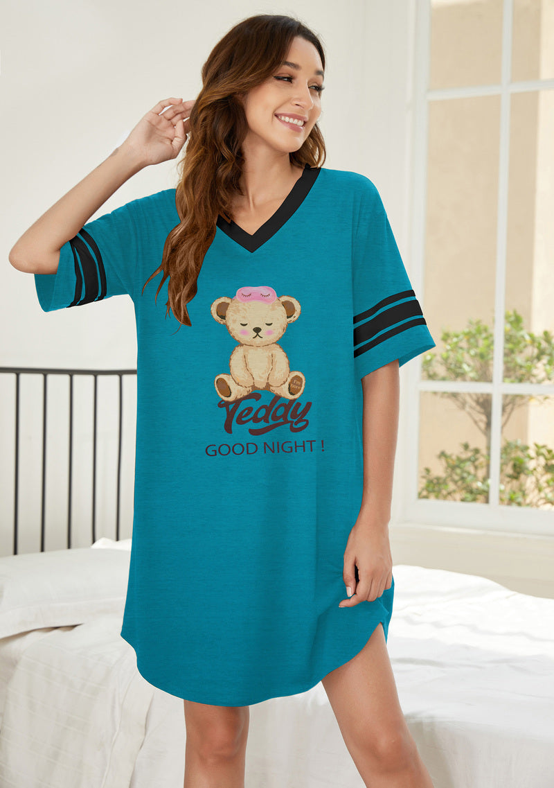 Stylish Contrast Color Cool Sleep Dress (US Only)