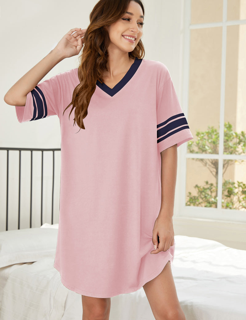 Stylish Contrast Color Cool Sleep Dress (US Only)