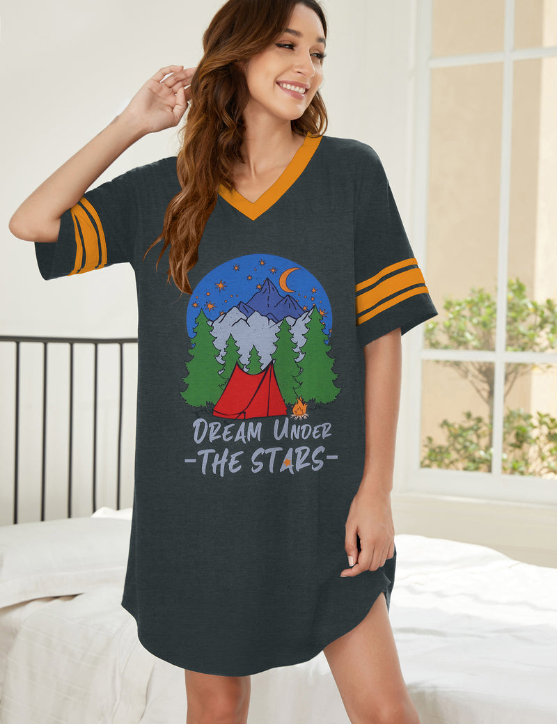 Stylish Contrast Color Cool Sleep Dress (US Only)