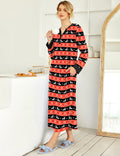 Button V Neck Nightshirt Full Length Sleepshirt with Pockets