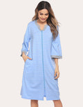 Zipper Robe 3/4 Sleeve Nightgowns (US Only)
