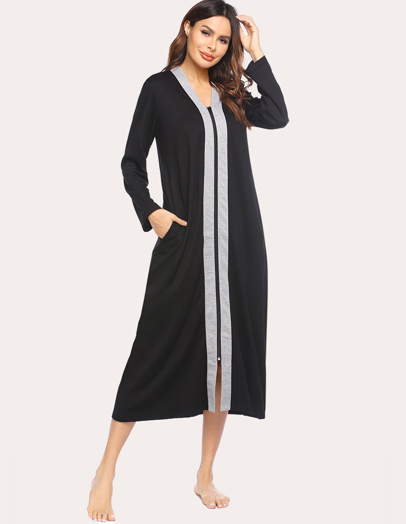 Zipper Loungewear Robe with Pocket (US Only)