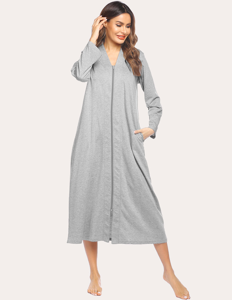 Zipper Loungewear Robe with Pocket (US Only)