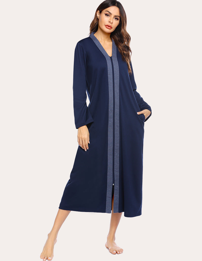 Zipper Loungewear Robe with Pocket (US Only)
